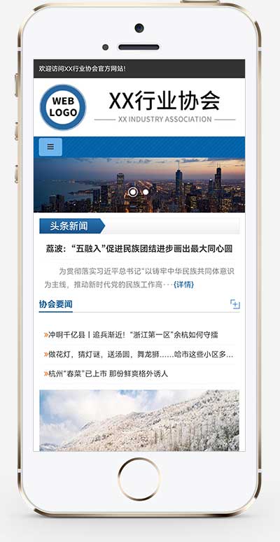 (自適應手機端)行業協會工會類網站pbootcms模板 機構單位網站源碼下載