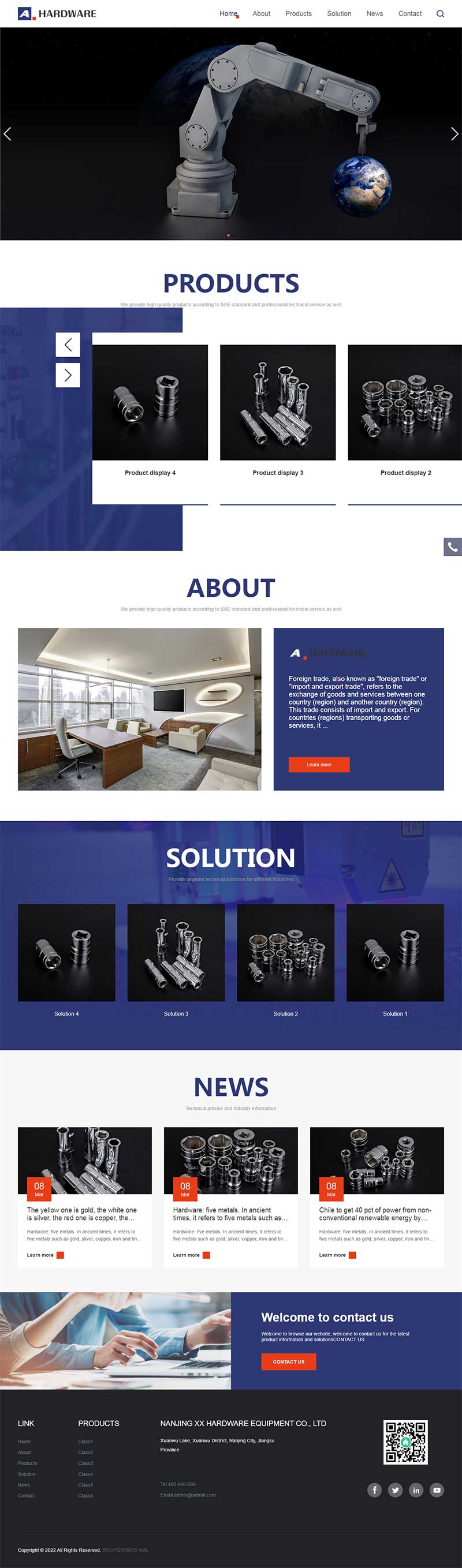 (自適應手機端)響應式pbootcms英文外貿網站模板 五金機械設備外貿網站源碼下載