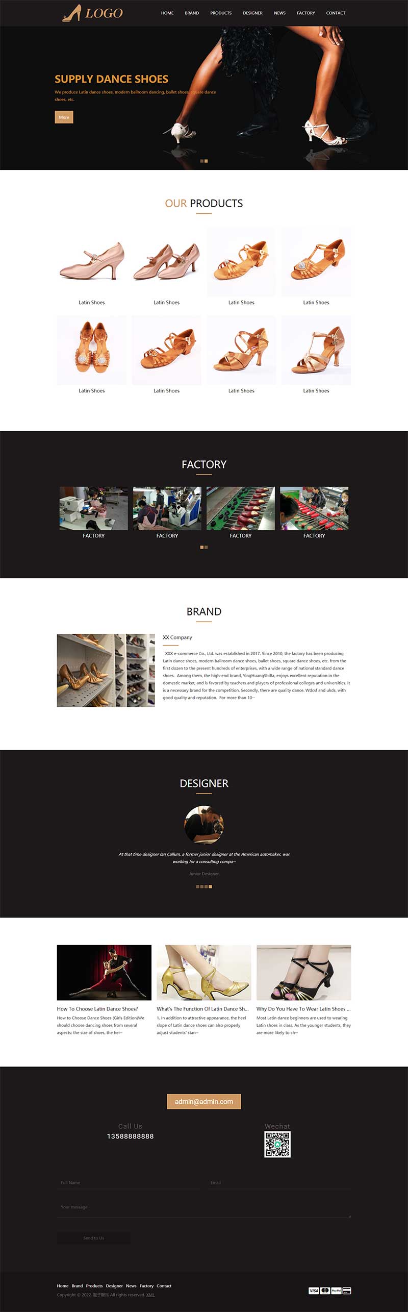 (自適應手機端)英文外貿芭蕾舞鞋網站pbootcms模板 拉丁舞鞋鞋類網站源碼下載