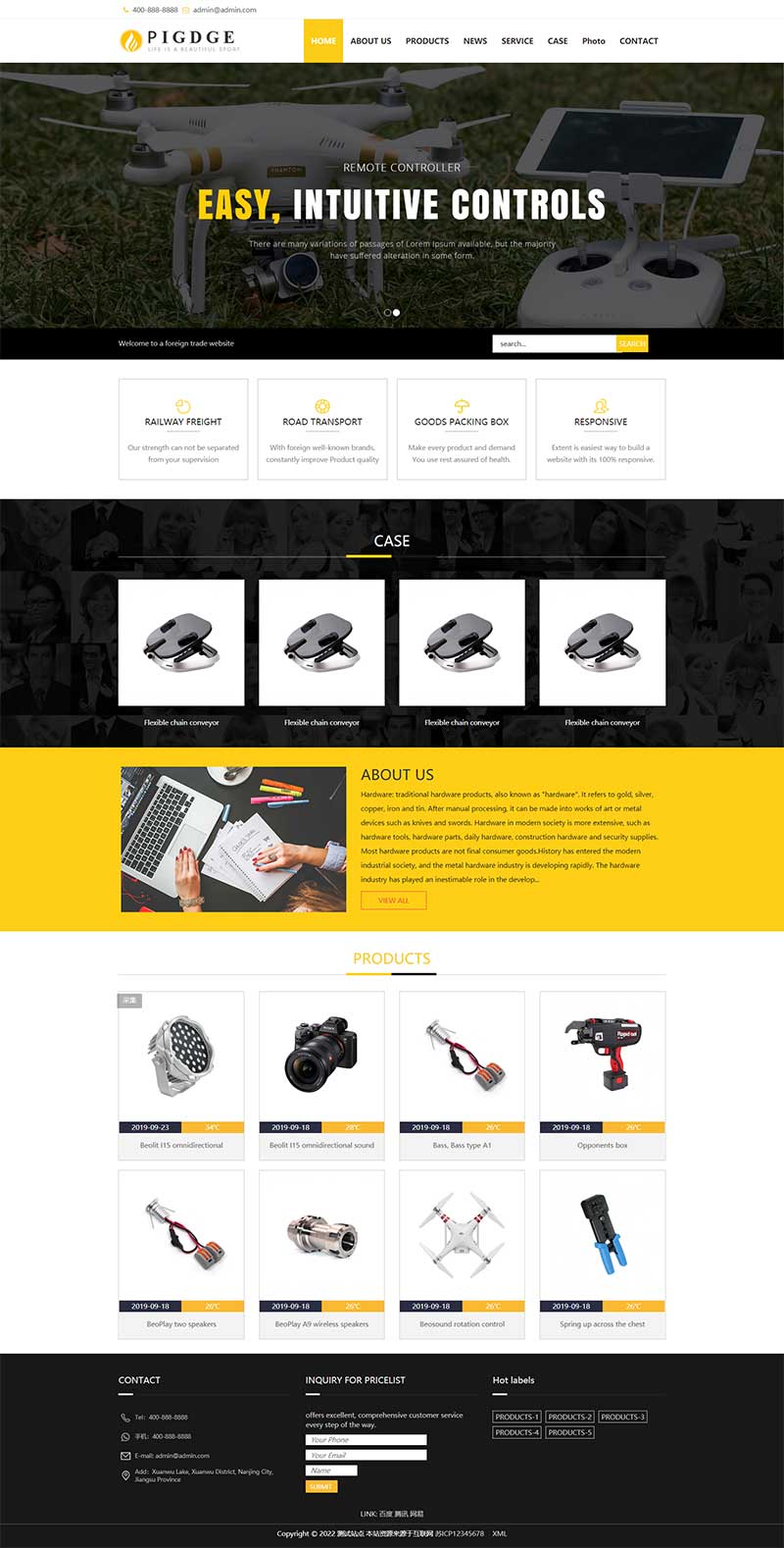 (自適應(yīng)手機(jī)端)響應(yīng)式五金電器出口英文外貿(mào)類網(wǎng)站pbootcms模板 HTML5五金電子產(chǎn)品外貿(mào)網(wǎng)站源碼下載