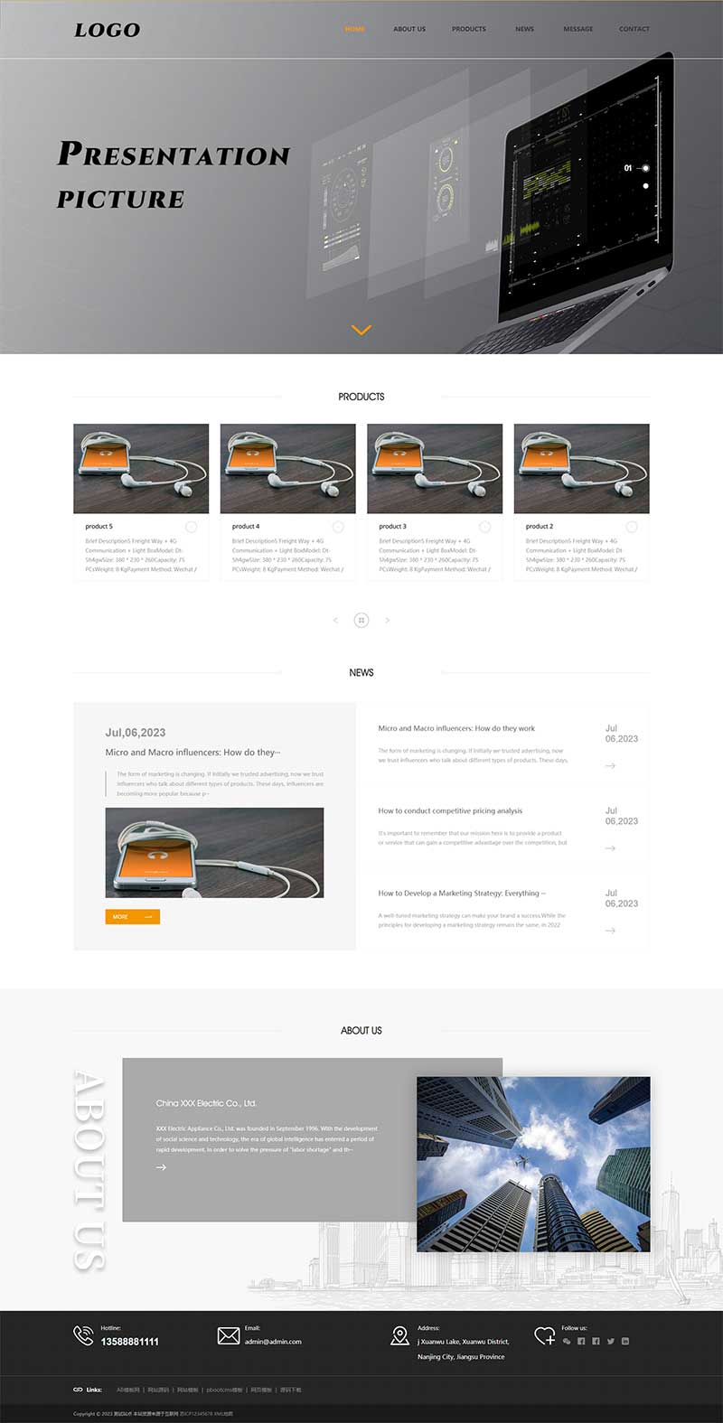 (自適應手機端)英文外貿網站模板 企業通用電子產品外貿網站源碼下載