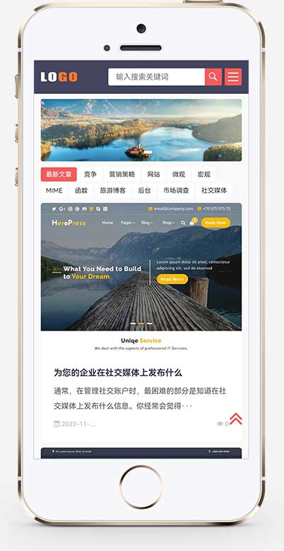 (自適應手機端)響應式新聞博客網站模板-帶評論功能