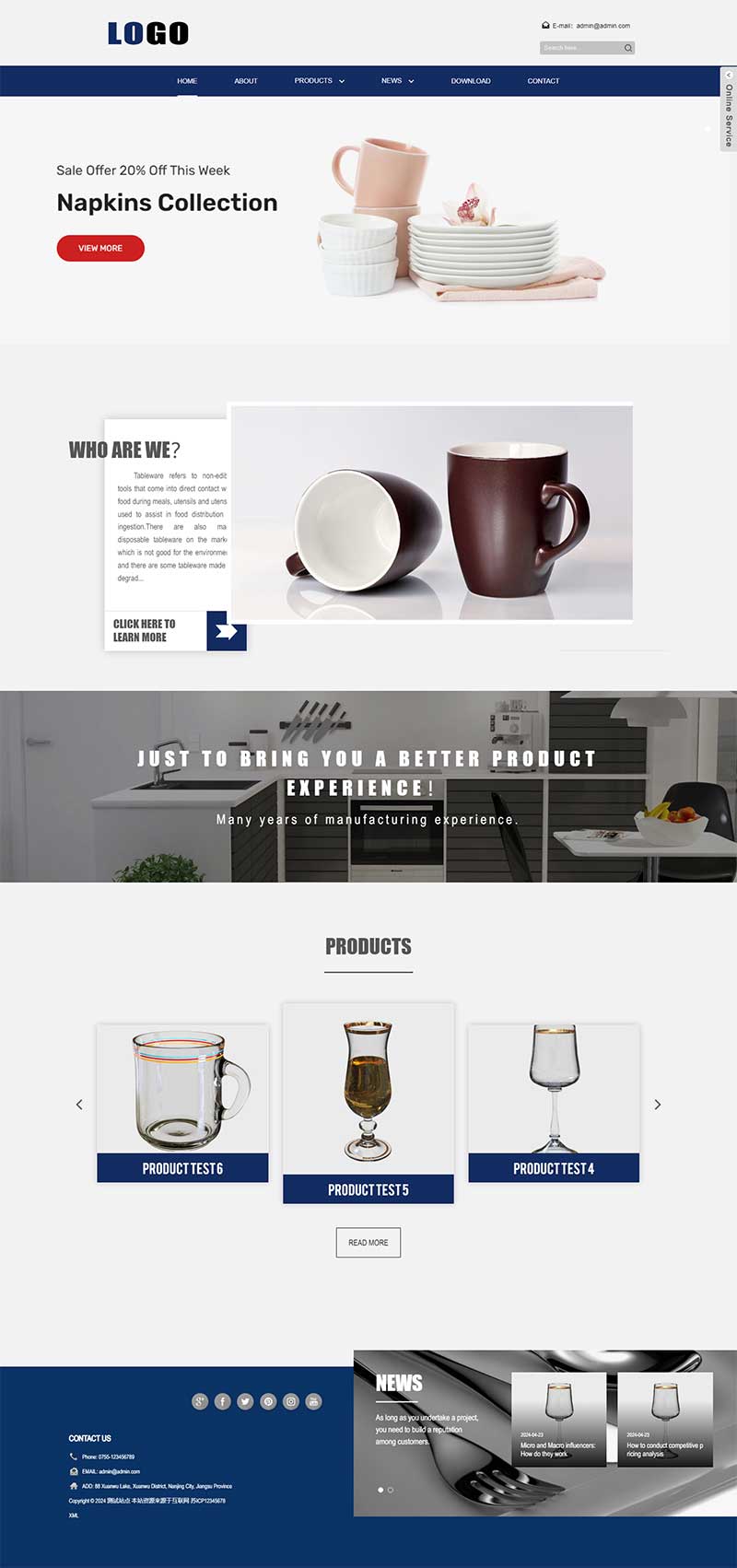 (自適應(yīng)手機端)餐具生活用品外貿(mào)網(wǎng)站模板 - 帶下載功能