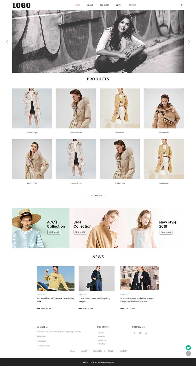 (自適應手機端)響應式服裝服飾外貿企業網站模板