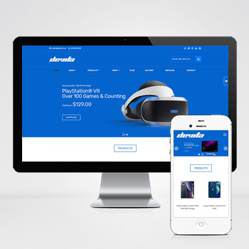  (自適應手機端)藍色英文外貿網站模板 - 帶三級欄目