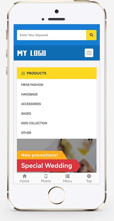 (自適應手機端)響應式藍色外貿英文網站模板