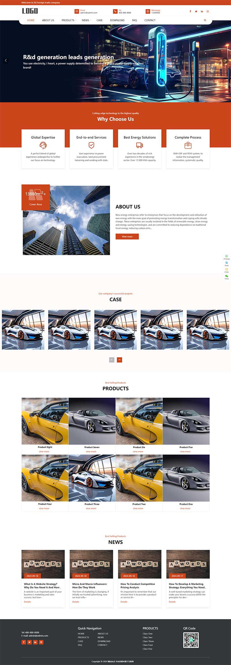 (自適應手機端)響應式汽車零配件五金機械英文外貿網站模板