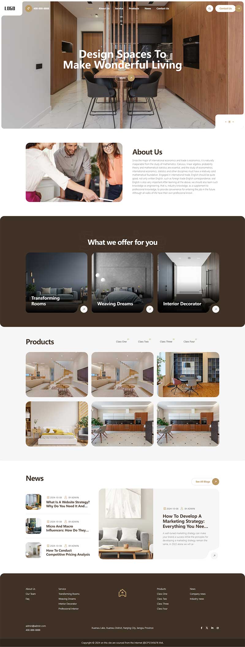 (自適應手機版)響應式室內家居設計英文外貿網站模板