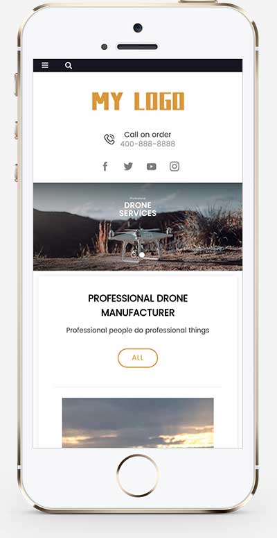 (自適應手機端)無人機英文外貿企業pbootcms網站模板