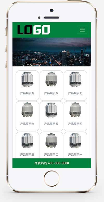 (自適應手機端)冷卻塔網站模板 制冷設備網站源碼