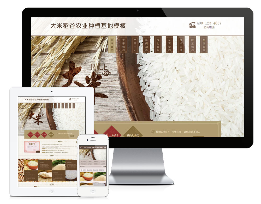 大米五谷類種植基地網站模板