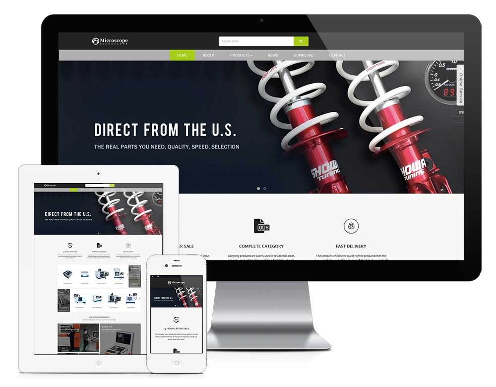 響應式數控教學設備外貿企業網站模板