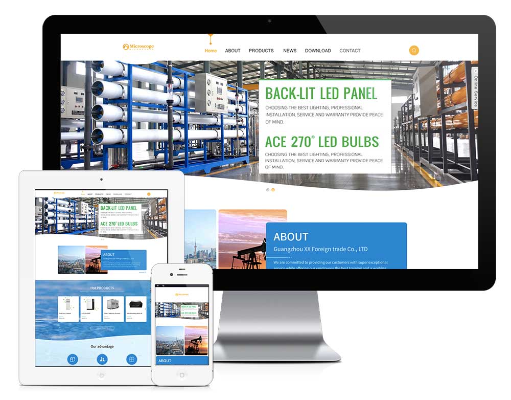 響應式污水處理設備外貿企業網站模板
