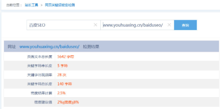 站長之家關鍵詞密度檢測工具截圖