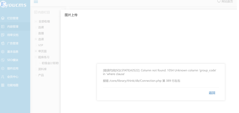 易優上傳文件出現報錯/core/library/think/